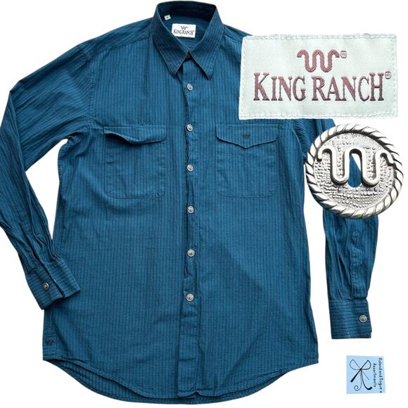 King Ranch Polka Dot Western Button-Up Shirt Men's Sz M - Picture 1 of 8